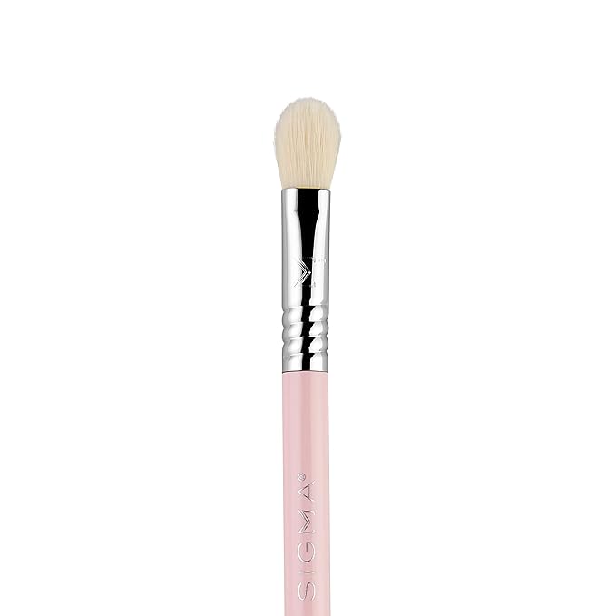 Sigma Beauty Travel Essential Trio - Makeup Brush Set for Foundation Powder Eyeshadow - 3 Tool Brushes with Brush Tin Holder - - Skin Safe, Vegan Makeup Brushes for Travel - Light Pink-GlimoraGlow