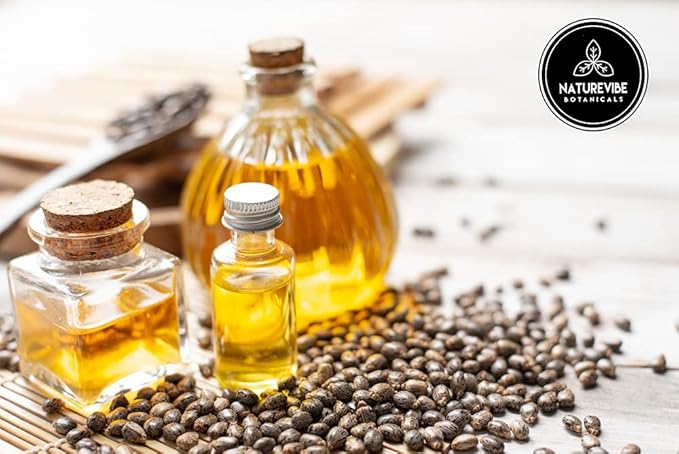 Naturevibe Botanicals Castor Oil 32 Ounces | 100% Pure and Natural | Great for Skin Care and Hair Care | Hexane Free Unrefined Oil for Enhanced Eyebrows and Eyelashes 32 Fl Oz | 946ml-GlimoraGlow