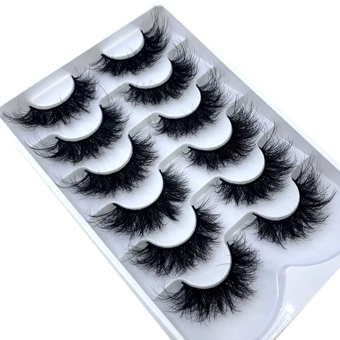 HBZGTLAD 6 Pairs Fluffy False Eyelashes Natural Faux Mink Strip 3D Lashes Pack (SR-1)-GlimoraGlow