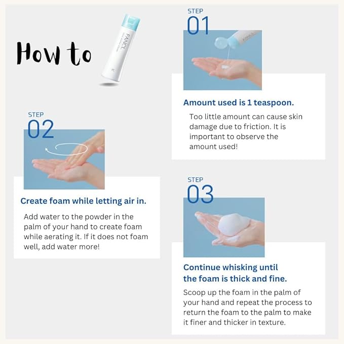FANCL Facial Cleansing Powder - Japanese Facial Cleanser, Face Wash, Luxurious Foaming Lather, Hydrating, Preservative Free, Clean Skincare for Sensitive Skin [US Exclusive Edition]-GlimoraGlow