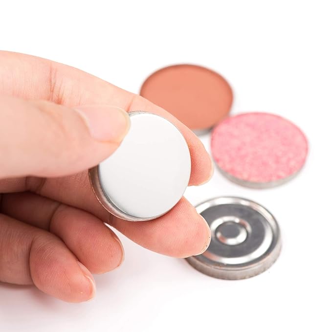 100Pcs Metal Stickers for Magnetic Palette Empty Eyeshadow Makeup Palette + Depotting Spatula (50Pcs Round + 50Pcs Square)-GlimoraGlow