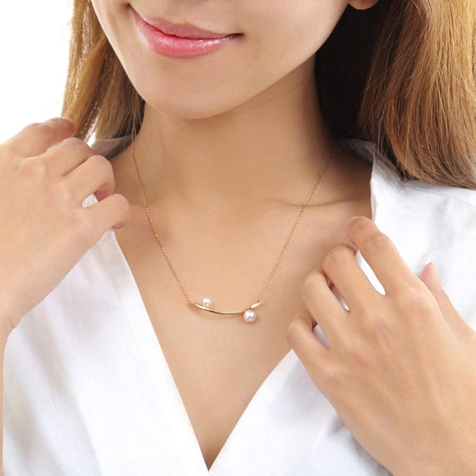 Japanese 4.5-6.0mm Akoya Cultured Pearl Pendant Necklace for Women with 18K Yellow Gold | Stylish Design Excellent Gift | Pearl Necklace-GlimoraGlow