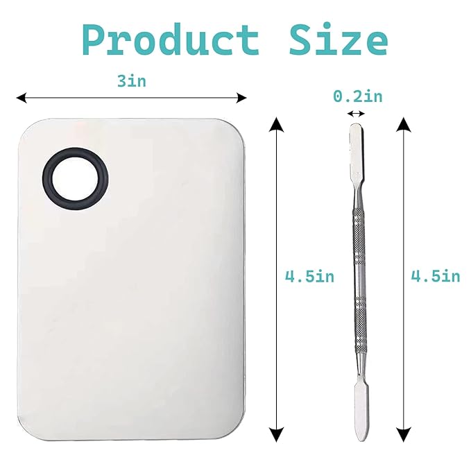 2 in 1 Makeup Mixing Palette Set with Spatula - Stainless Steel Foundation Accessories and Mixing Tools for Cosmetic, Nail Art, Lipstick-GlimoraGlow