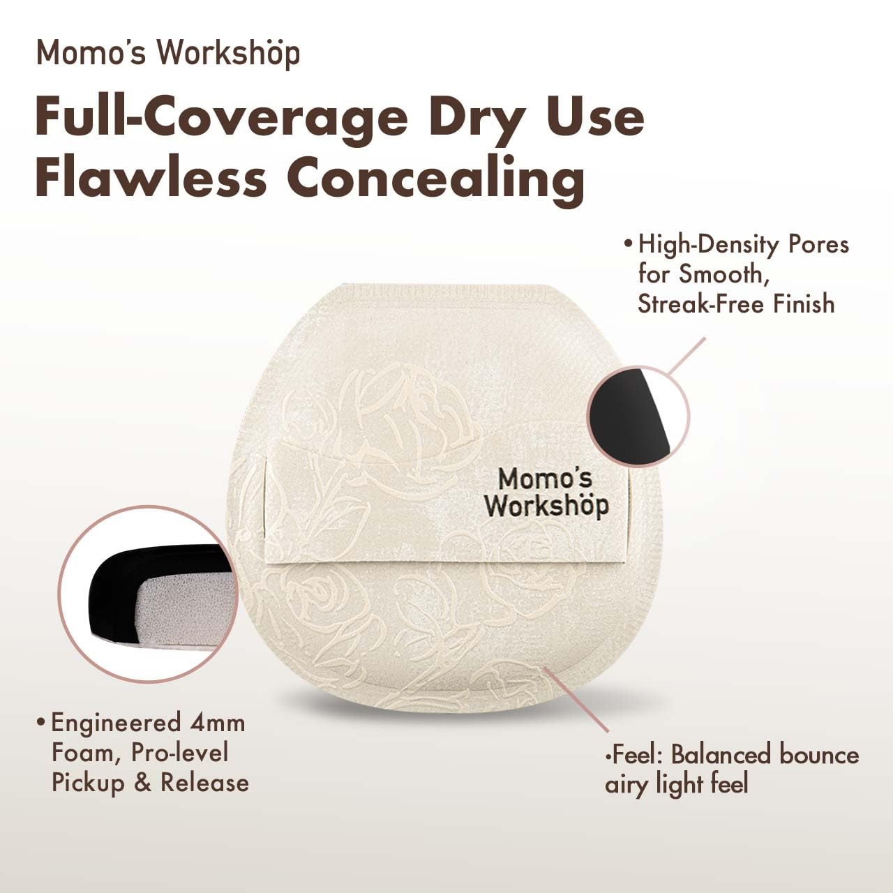 Satin White Flat-cut Shape Makeup Sponge,Firm Bounce Rubycell,Cushion Sponge with Wide PU Leather for Quick-Dry/Full Coverage Foundations, Cosmetic Puff,2pcs Beauty Puffs &Storage Case-GlimoraGlow