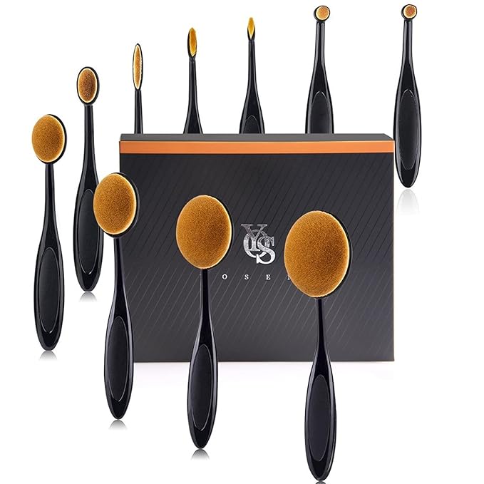 Yoseng Oval Makeup Brushes Set 10 Pcs Professional Oval Toothbrush Foundation Contour Concealer Eyeliner Blending Cosmetic Brushes Tool Set-With Box,Practical White Elephant Gift for Girls Women-GlimoraGlow