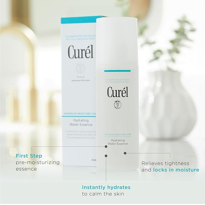 Curel Japanese Skin Care Hydrating Water Essence Toner, Water Based Face Moisturizer for Dry Skin, Serum for Face, 5 Oz-GlimoraGlow