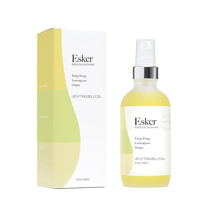 ESKER Natural Uplifting Belly Oil | (4.0oz) | Plant-Based Formulated with Antioxidants Promoting Deep Hydration and Cell Regeneration | Skin Stays Nourished and Resilient During Pregnancy-GlimoraGlow