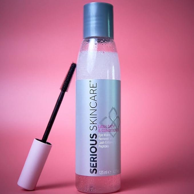 Serious Skincare Lash Bath & Conditioner - Double Action Eye Makeup Remover - Oil Free - Enhancing Peptides Promotes Eyelash Growth - Clover Flower - Effortlessly Removes Waterproof Mascara - 4 oz.-GlimoraGlow