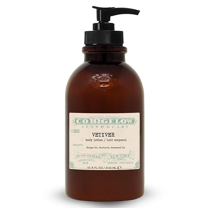 C.O. Bigelow Iconic Collection Vetiver Body Lotion, Scented Body Cream with Grapeseed Oil and Shea Butter, 10.5 fl oz-GlimoraGlow
