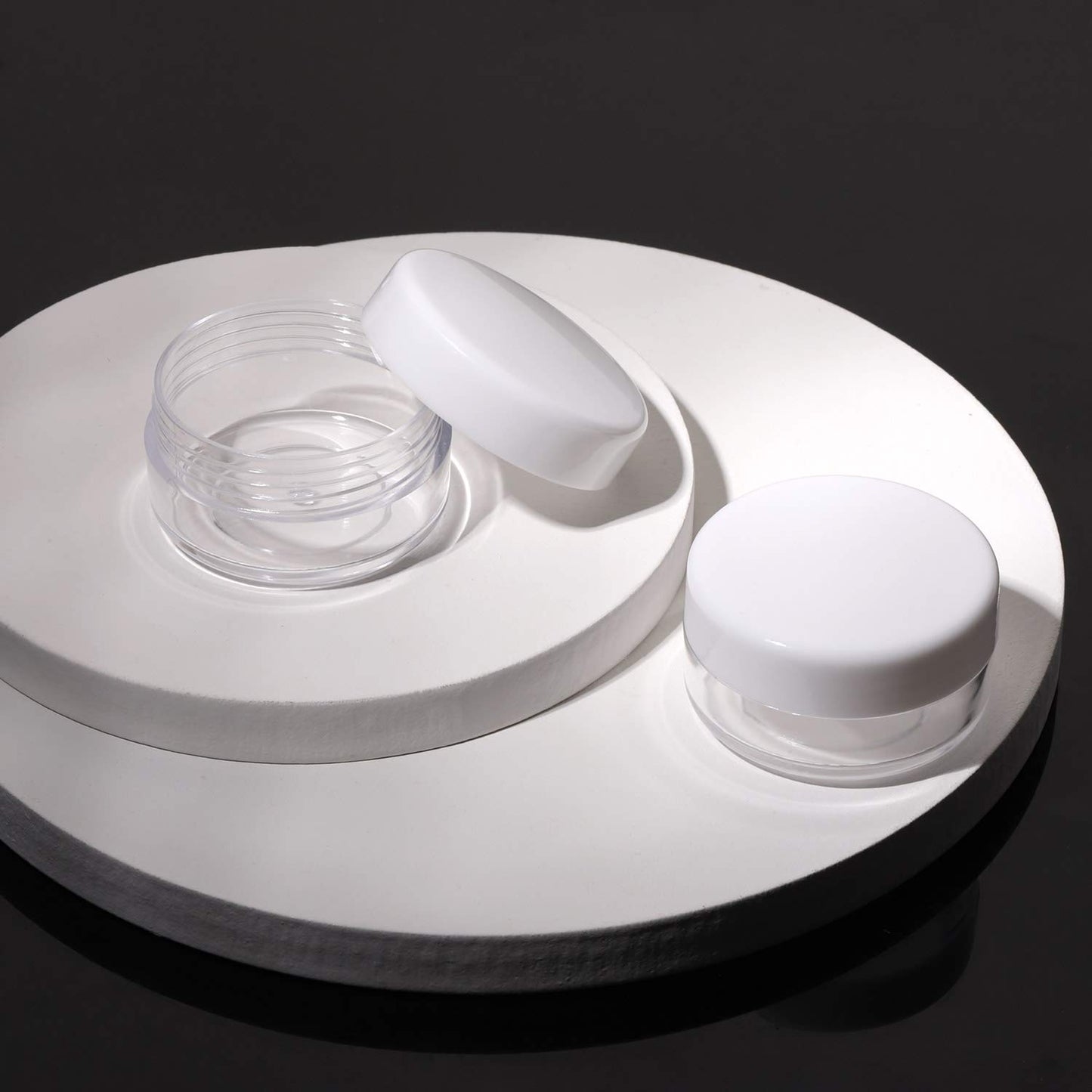 100 Count Mini Makeup Sample Containers with Lids 10g Plastic Cosmetic Containers Refillable Traveling Jars for Skin Care Products - White-GlimoraGlow