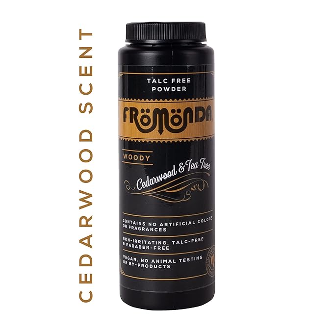 (Woody) Body Powder Cedarwood & Tea Tree (5 oz, 1-Pack) Unisex, Talc-Free, Anti-Chaffing, Sweat Defense with Essential Oils-GlimoraGlow