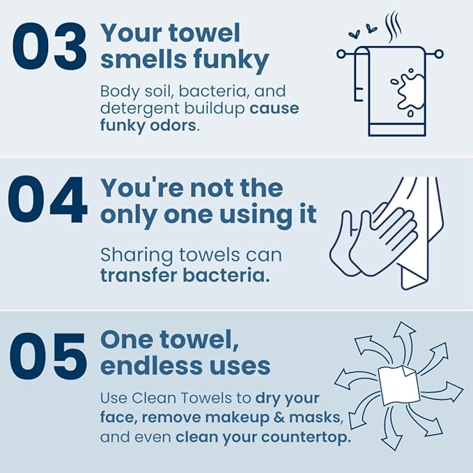 Clean Skin Club Clean Towels XL™ Supreme, 100% USDA Biobased Dermatologist Approved Face Towel, Gentle Exfoliation, Disposable Facial Washcloth, Makeup Remover Dry Wipes, 50 Count-GlimoraGlow