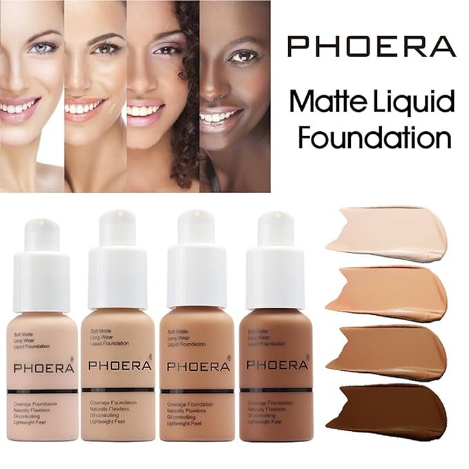 2 Pack PHOERA Foundation,Matte Oil Control Concealer Foundation Cream,PHOERA Long Lasting Waterproof Matte Liquid Foundation for Women Girls (103 Warm Peach +104 Buff Beige)-GlimoraGlow
