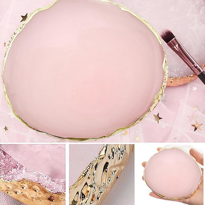 2 Pack Nail Art Palette Makeup Foundation Mixing Palette Holder Golden Edge Professional Cosmetic Nail Art Tools for Women and Girls Nail Polish Liquid Lipstick Concealer-GlimoraGlow