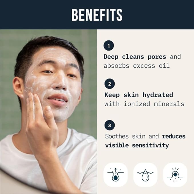 Cardon Men's Deep Pore Cleaning Clay Face Wash, 4x Better Than Charcoal, Oily, Acne-Prone Skin | Korean Premium Skin Care | Remove Face Oil & Dirt, (1 CT)-GlimoraGlow