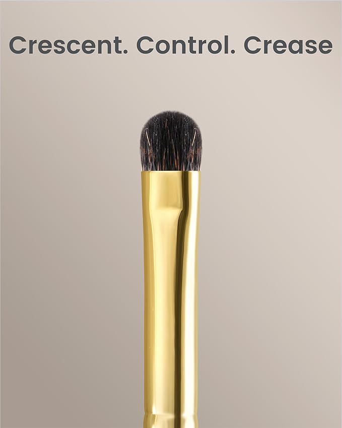 Desert Oak Series Blend-Sculpt Eyeshadow Brush - Contoured Crescent Head for Crease Work, Hypoallergenic Squirrel & Goat Hair Blend, Bubinga Bubinga Handle (CM 174)-GlimoraGlow
