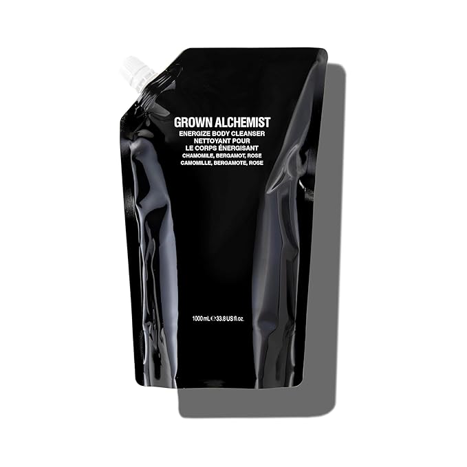 Grown Alchemist Energize Body Cleanser Refill Pouch. Chamomile, Bergamot & Rose Body Cleanser. Gentle Body Wash. Hydrates & Cleanses Skin, (1L).-GlimoraGlow