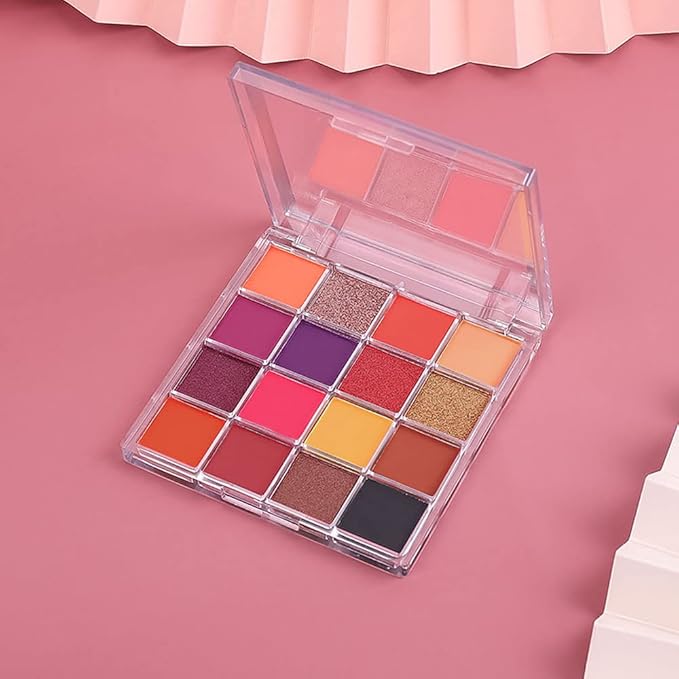 16 Girds Colorful Matte Shimmer Eyeshadow Palette for Eye Makeup,High Pigmented Eye Shadow Primers Powder Palet de sombras de ojos-Glitter Color#-GlimoraGlow