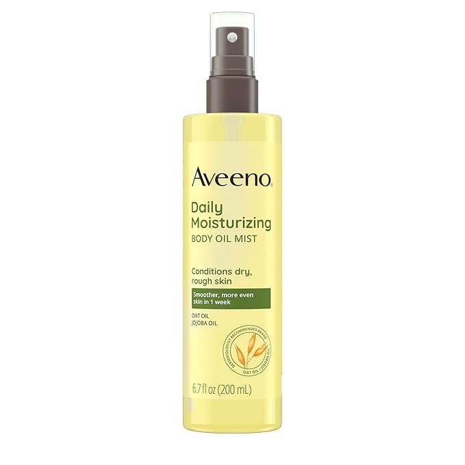 Aveeno Daily Moisturizing Body Oil, Body Mist for Dry Skin with Oat Oil and Jojoba Oil, Nourishing Body Spray with a Hypoallergenic Formula, 6.7 FL OZ-GlimoraGlow