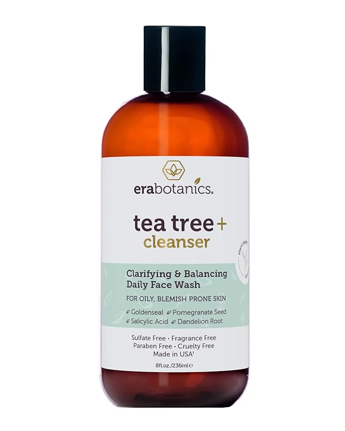 Era Organics Purifying Tea Tree Oil Face Wash - Balancing Cleanser for Oily, Blemish-Prone Skin with Salicylic Acid - Sulfate-Free, Fragrance Free, Made in USA-GlimoraGlow