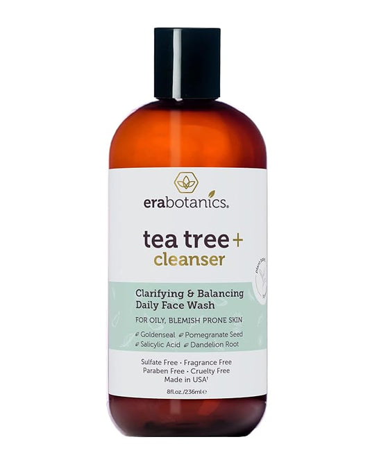 Era Organics Purifying Tea Tree Oil Face Wash - Balancing Cleanser for Oily, Blemish-Prone Skin with Salicylic Acid - Sulfate-Free, Fragrance Free, Made in USA-GlimoraGlow