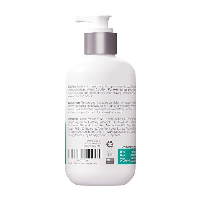 TOUCH Glycolic Acid Lotion for Keratosis Pilaris - KP Exfoliating Body Lotion Moisturizer - for AHA BHA Rough & Bumpy Skin- Gets Rid of Redness - 8 Fl Oz-GlimoraGlow