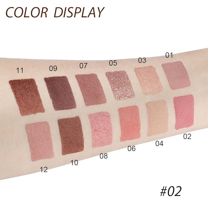 12 Girds Colorful Matte Shimmer Eyeshadow Palette for Eye Makeup,High Pigmented Eye Shadow Primers Powder Palet de sombras de ojos 12-B-GlimoraGlow