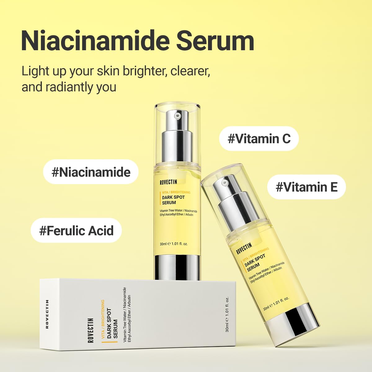 ROVECTIN Vita Dark Spot Serum for Clearing Blemish and Evening Skin Tone | Rich Vitamin C, Brightening, Hydrating For Dry, Sensitive, Normal, Oily Skin | Vegan K-Beauty (1.01 Fl. Oz, 30ml)-GlimoraGlow