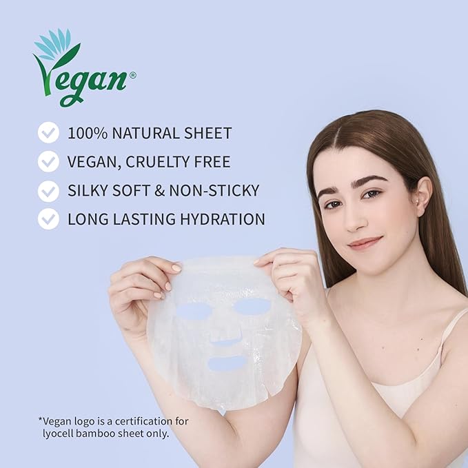 Hydrating Sheet Mask Starter Kit Variety Pack for Skin Care, Dry, Ance, Sensitive Skin, Korean Vegan Facial Sheet Mask for Men & Women, Collagen, Cica, Ceramide, Hyaluron, Retinol 5EA-GlimoraGlow