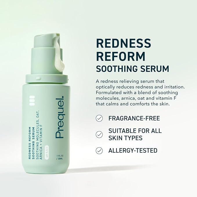 Skin Redness Reform, Calming Serum for Face. Advanced Clinical Optical Corrector for Redness and Discomfort. Soothing Face Serum with Oat Extract for Sensitive Skin. 1oz Pump-GlimoraGlow