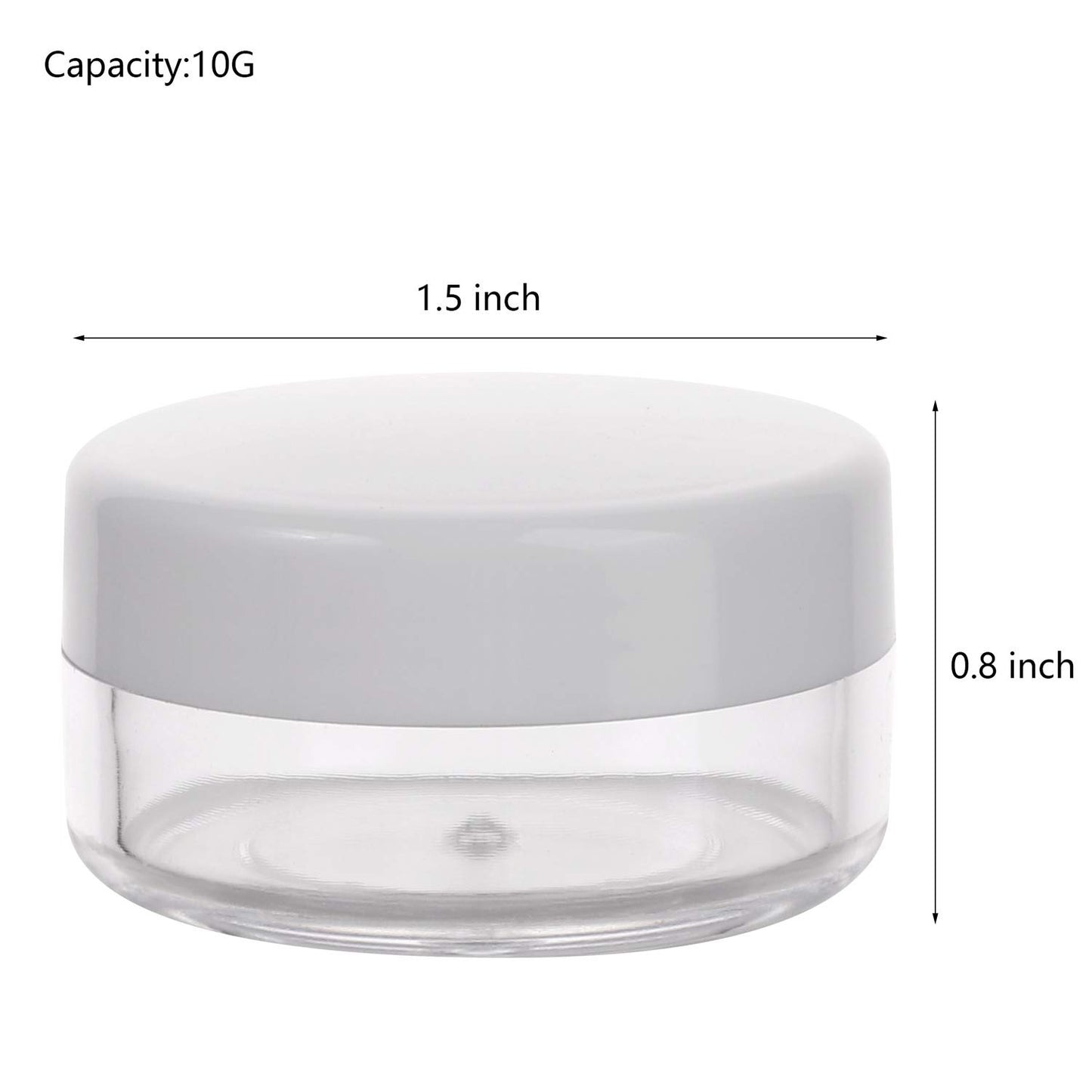 100 Count Mini Makeup Sample Containers with Lids 10g Plastic Cosmetic Containers Refillable Traveling Jars for Skin Care Products - White-GlimoraGlow