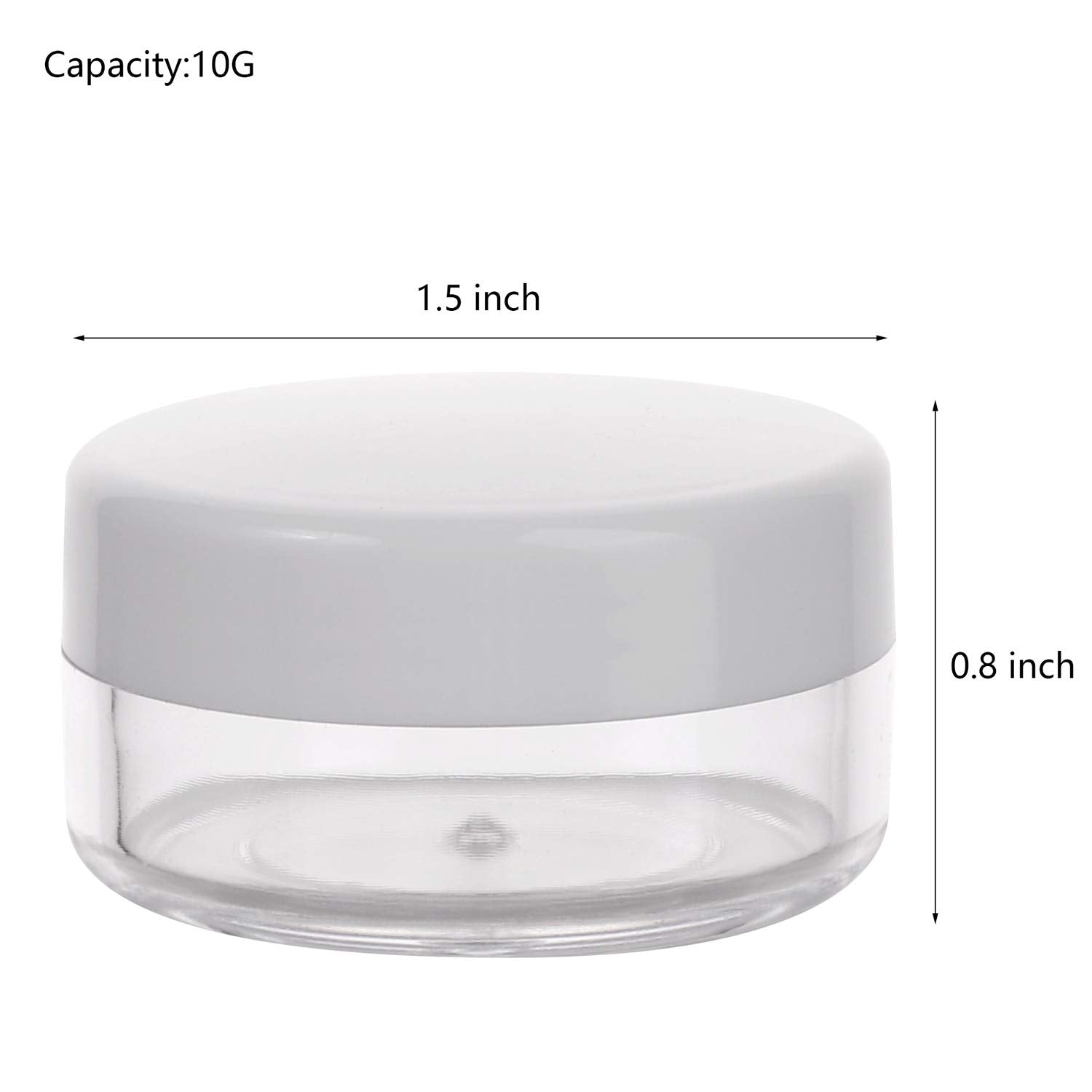 100 Count Mini Makeup Sample Containers with Lids 10g Plastic Cosmetic Containers Refillable Traveling Jars for Skin Care Products - White-GlimoraGlow