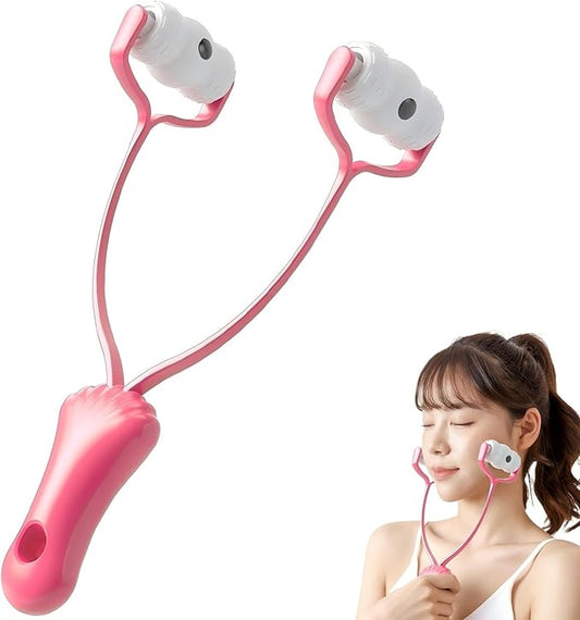 V-Shaped Face Roller Massager with 4 Magnetic Beads, Facial Lifting Tool Neck and Skin Tightening Beauty Massager-GlimoraGlow