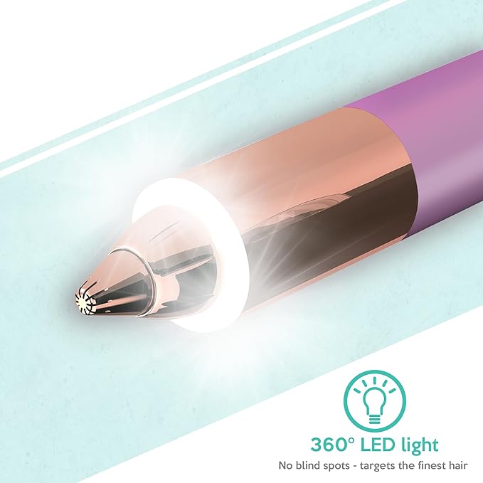 2 in 1 Eyebrow and Facial Hair Remover for Women Painless Flawless Electric Razor Epilator Trimmer Shaver with 18K Gold-Plated, USB Rechargeable, 360° LED for Eyebrow and Face Hair Removal-GlimoraGlow