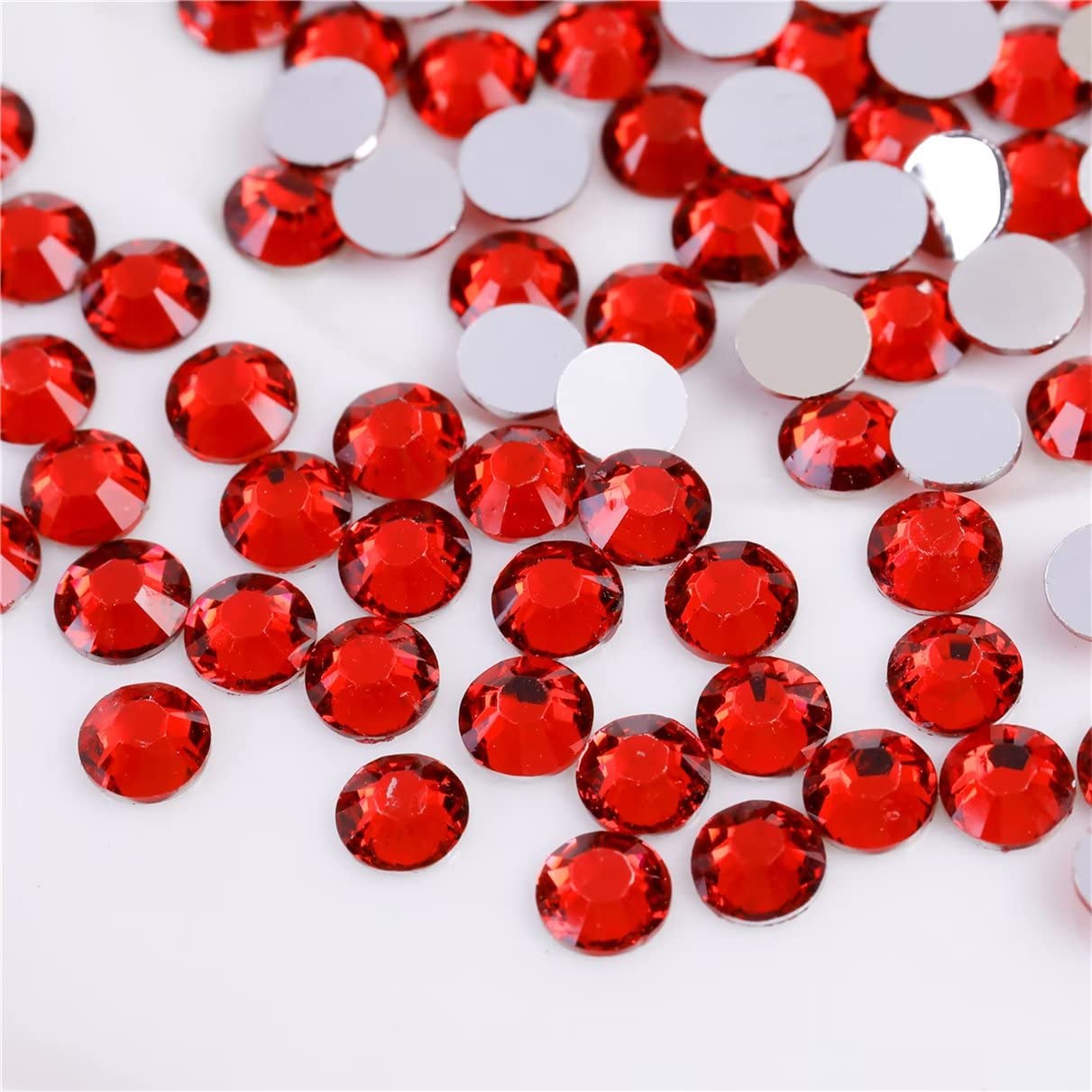 1000 Pieces SS20 5mm Flatback Rhinestones Clear Glass Round Gems Crystals for Nail Art DIY Crafts Clothes Shoes Bags （Red）-GlimoraGlow