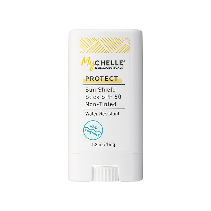 Mychelle Dermaceuticals Sun Shield Stick Spf 50 Non-Tinted - Natural Liquid Zinc Sunscreen Vitamin E and Jojoba - Water Resistant up to 80 Minutes - Sunscreen for Face, Reef Safe, Safe for Children-GlimoraGlow