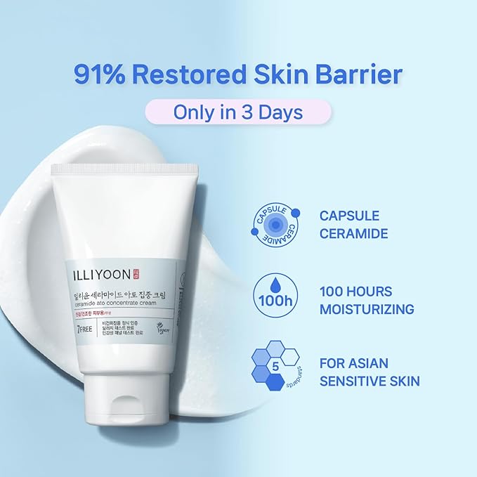 Illiyoon Ceramide Ato Concentrate Cream | Moisturizer for Dry & Sensitive Skin, 100hr Lasting Hydration, For Face & Body, Gentle for Infants, Moisture Barrier Repair, Vegan Certified, 2.53 fl.oz.-GlimoraGlow