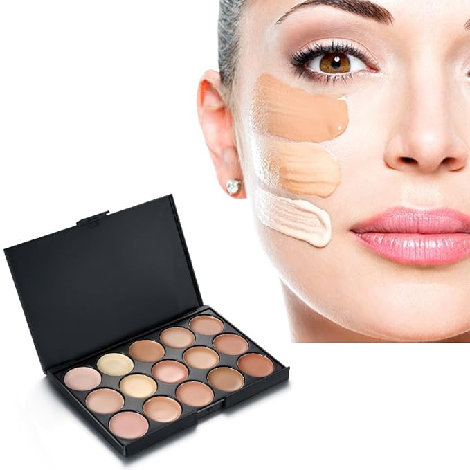 15 Colors Contour Palette Kit: Cream Concealer Palette Face Makeup Foundation Kit Contour Palette with Brush for Professional and Daily Use-GlimoraGlow