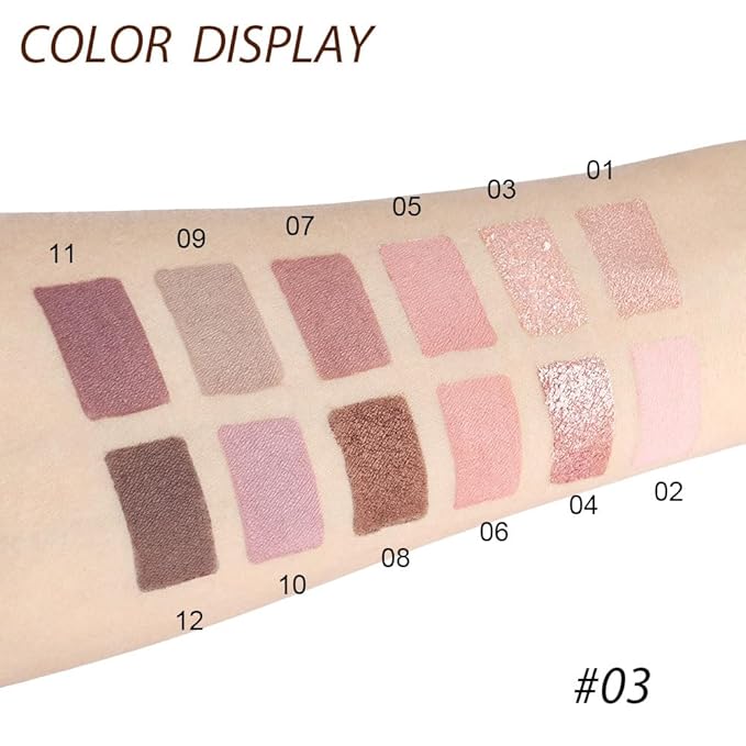 12 Girds Colorful Matte Shimmer Eyeshadow Palette for Eye Makeup,High Pigmented Eye Shadow Primers Powder Palet de sombras de ojos 12-C-GlimoraGlow