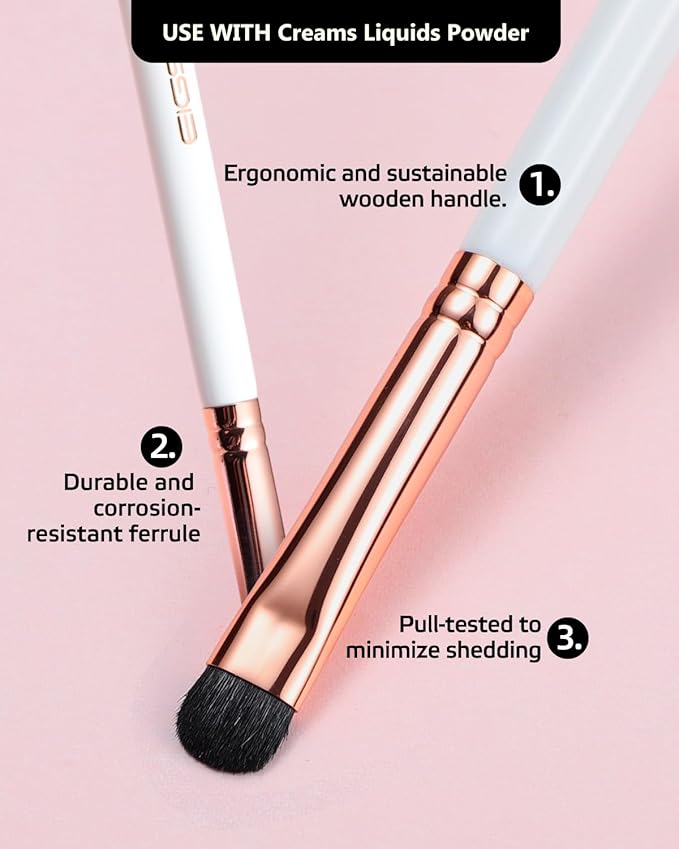 Small Smudge Brush, Professional Eyeshadow Brush for Smudging, Blending, Filling in, Premium Synthetic Bristles Tapered Eye Makeup Brush - Ivory-GlimoraGlow