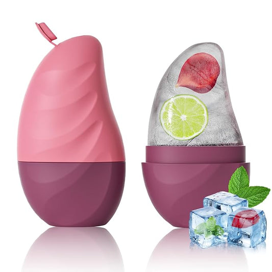 Silicone Facial Ice Cube Roller Massager, Facial Beauty Care Tool, Reusable Face Ice Mold - Brighten Skin, Reduce Puffiness (Rose Red)-GlimoraGlow