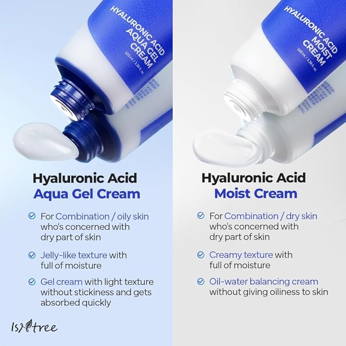 IsNtree Hyaluronic Acid Aqua Gel Cream 100ml, 3.38 fl oz | Korean Skincare | Lightweight Moisturizer | Quick-Absorbing Hydration | For Oily to Combination Skin-GlimoraGlow