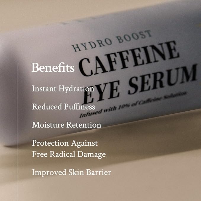 Hydro Boost Caffeine Eye Serum (0.33 fl.oz./10ml) - With 10% Caffeine Solution, Niacinamide & Hexapeptide-8, Depuff, Elasticity, Antiwrinkle and Brightening-GlimoraGlow