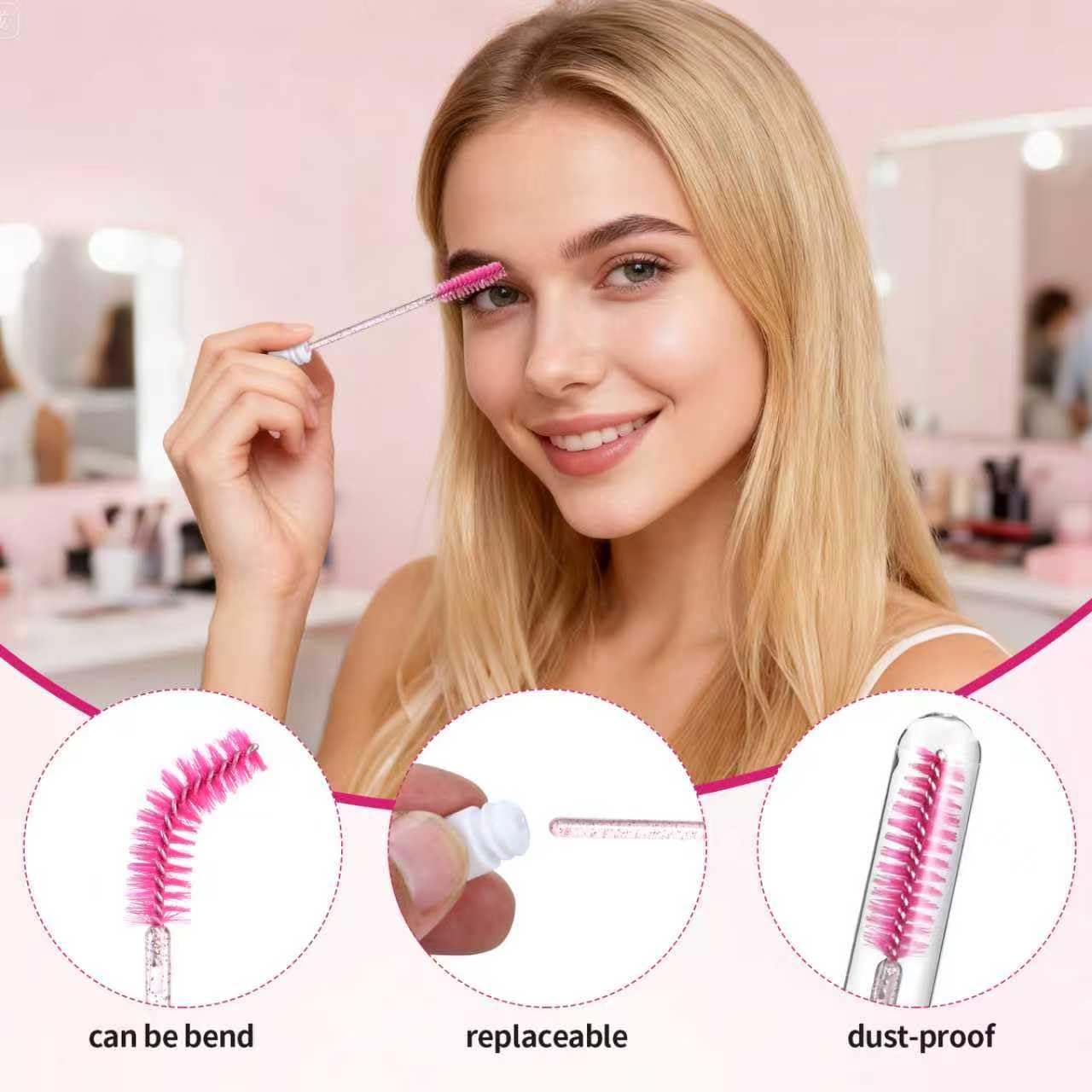 50 Pcs Lash Shampoo Bottle Brushes Set 10 Empty Foam Pump Dispensers 10 Label Stickers 10 Mascara Wands Tubes 10 Cleansing Brush 10 Bag for Eyelash Extensions Aftercare(Rose Red)-GlimoraGlow