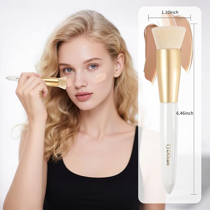 DUcare Flat Top Foundation Brush, Premium Contour Kabuki Brush, Professional Makeup Brush, Densely Packed Bristles, Multi-Purpose Face Buffing Blending Makeup Brushes for Liquid/Cream/Powder-GlimoraGlow