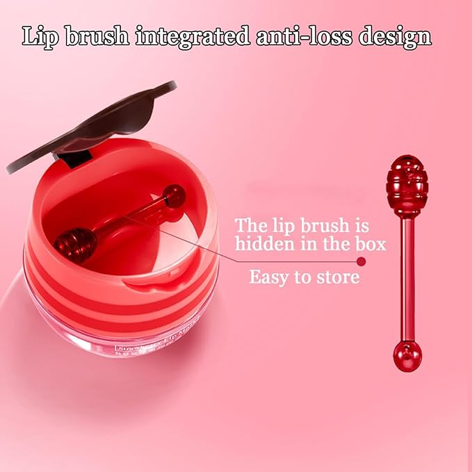 2 PCS Lip Balm Honey Pot, Honey & Strawberry Lip Sleeping Mask Vitamin E & Moisturizing Propolis Lip Balm with Stick, Prevention Dry and Cracked Lip Scrubs Exfoliator Lip Wrinkle-GlimoraGlow