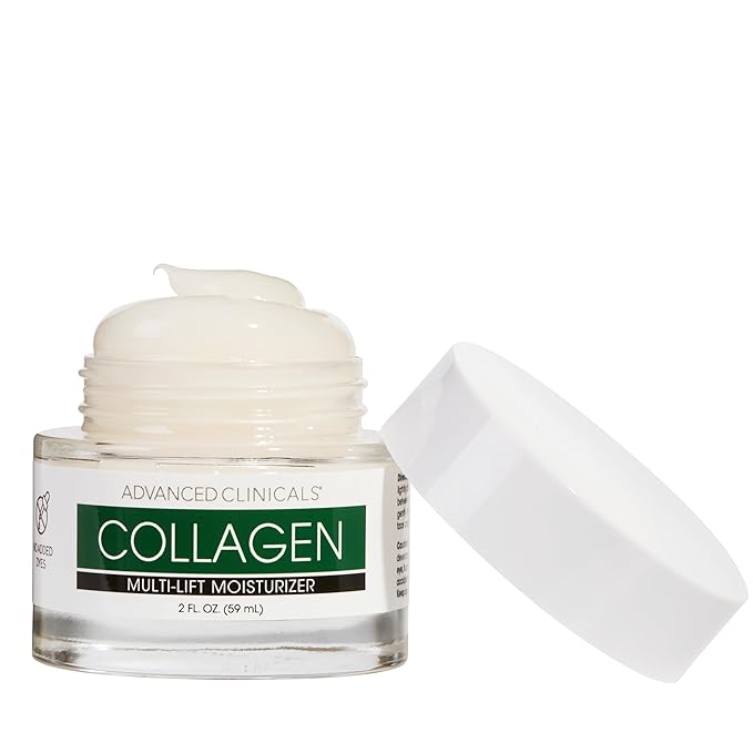 Advanced Clinicals Collagen Cream Gel-Like Facial Lotion | Collagen Peptide + Hyaluronic Acid Moisturizer For Face Helps Hydrate Dry Skin & Improve Appearance Of Wrinkles & Fine Lines, 2 Fl Oz-GlimoraGlow
