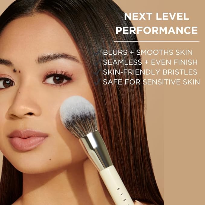HALEYS Powder Brush VEGAN+CRUELTY-FREE, Soft, Streak-free, Perfect Blending, Buff, Blurs, Smooths, Control, Precision, Complexion tools, For powder, setting powder, blush, Sustainable Wood Handle-GlimoraGlow