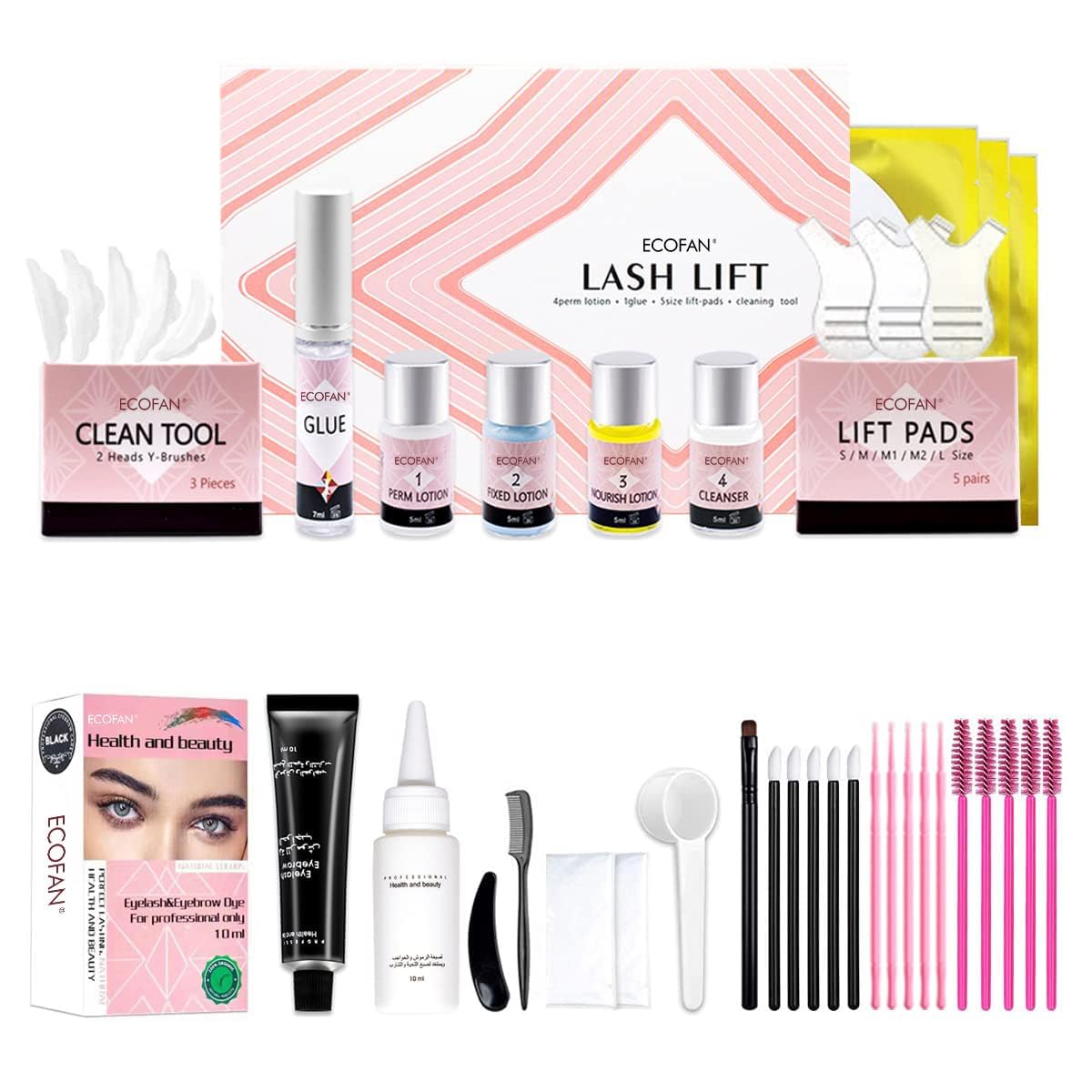 Lash Lift and Black Kit, Professional Eyelash Perm Kit and Black Eyelash & Eyebrow Set 3 in 1, Quick Lifting & Voluminous Coloring with Complete Tools Gifts for Women Salon Grade Home DIY-GlimoraGlow