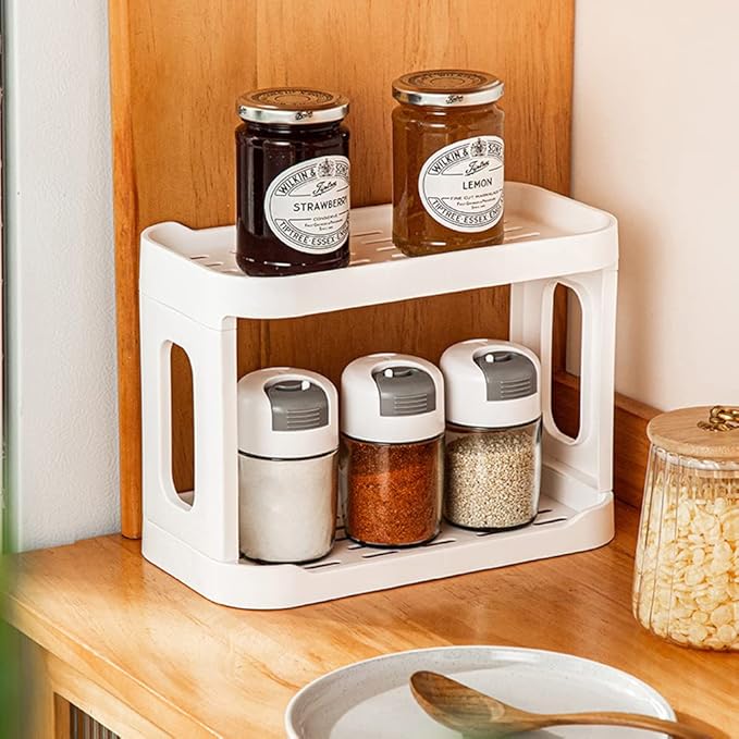 2-Tier Desk Organizers & Dispensers，Mail Holder for Office Desk Organization，Kitchen Spice Rack or Bathroom Countertop Organizer, Gift for Teachers, Classmates, and Friends,White-GlimoraGlow